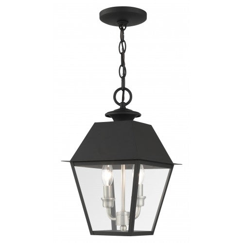 2 Light Black Outdoor Pendant Lantern