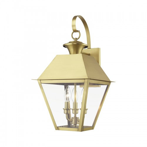 3 Light Natural Brass Outdoor Large Wall Lantern Exterior Livex