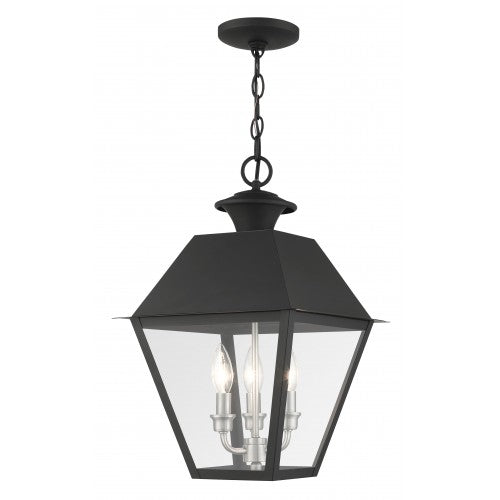 3 Light Black Outdoor Pendant Lantern