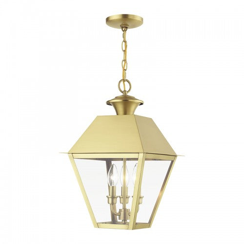 3 Light Natural Brass Outdoor Large Pendant Lantern