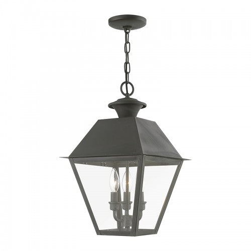 3 Light Charcoal Outdoor Large Pendant Lantern Exterior Livex