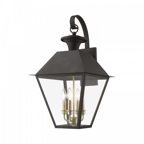 4 Light Bronze with Antique Brass Finish Cluster Outdoor Extra Large Wall Lantern Exterior Livex