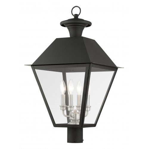 4 Light Black Outdoor Post Top Lantern