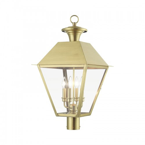 4 Light Natural Brass Outdoor Extra Large Post Top Lantern