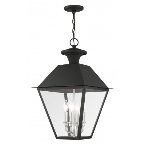 4 Light Black Outdoor Pendant Lantern