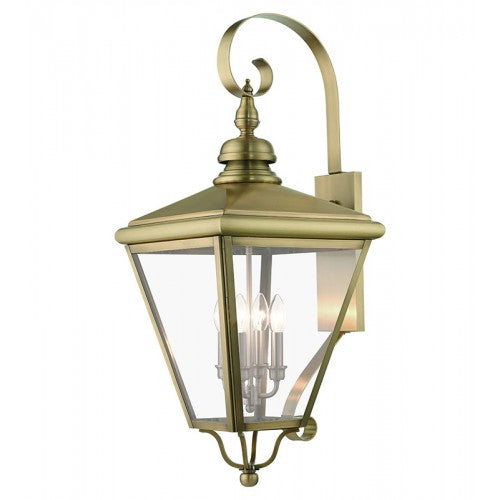 4 Light Antique Brass Outdoor Extra Large Wall Lantern with Brushed Nickel Finish Cluster Exterior Livex