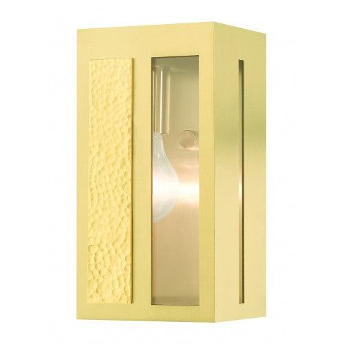 1 Light Satin Brass Outdoor ADA Wall Lantern Exterior Livex