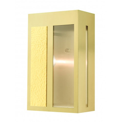 1 Light Satin Brass Outdoor Wall Lantern Exterior Livex
