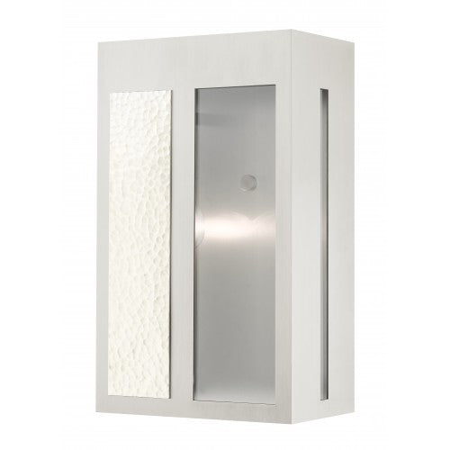 1 Light Brushed Nickel Outdoor Wall Lantern Exterior Livex