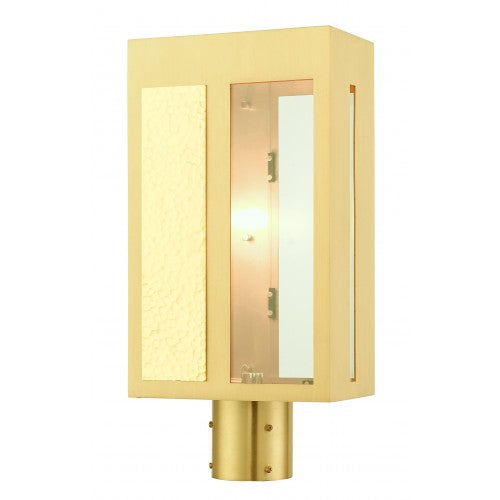 1 Light Satin Brass Outdoor Post Top Lantern Post Livex