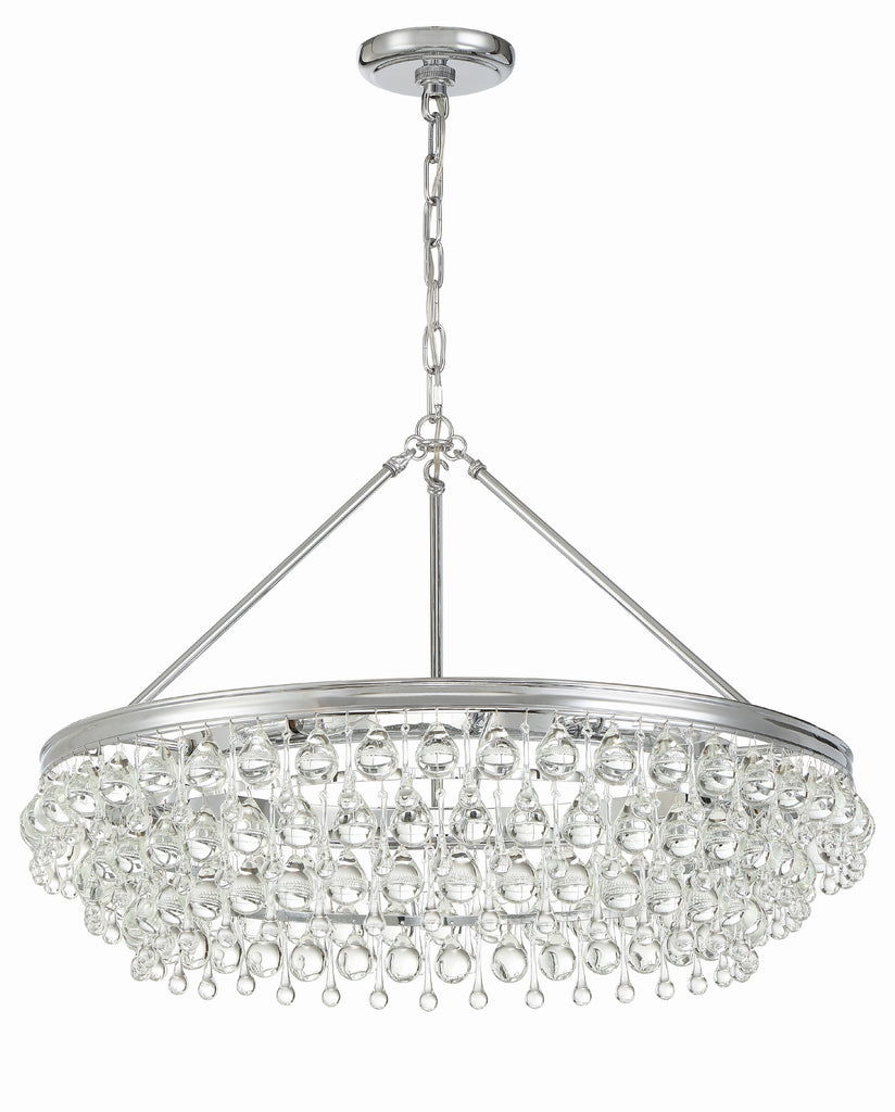 Calypso 6 Light Crystal Teardrop Polished Chrome Chandelier Chandelier Crystorama