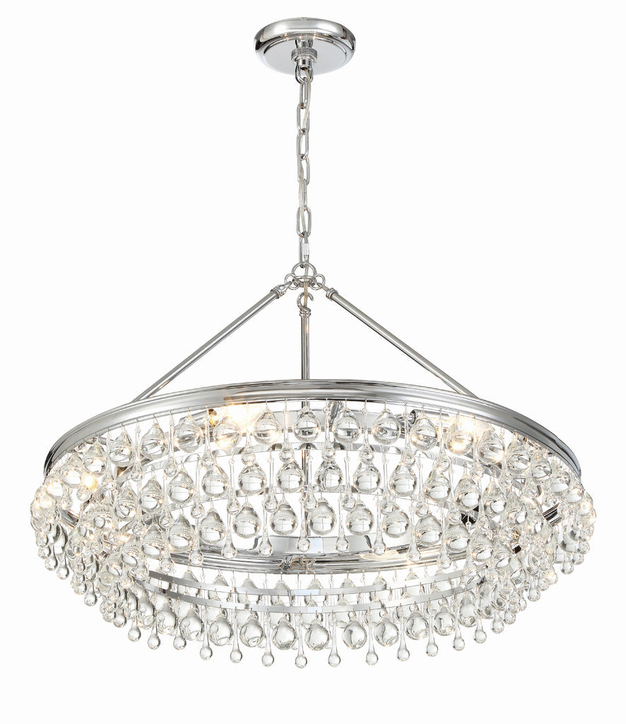 Calypso 6 Light Crystal Teardrop Polished Chrome Chandelier Chandelier Crystorama