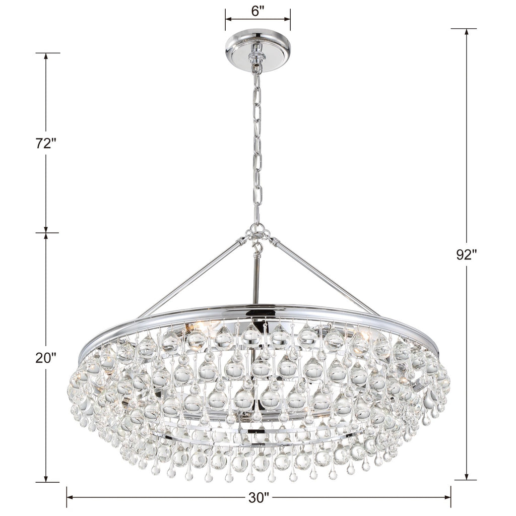 Calypso 6 Light Crystal Teardrop Polished Chrome Chandelier Chandelier Crystorama