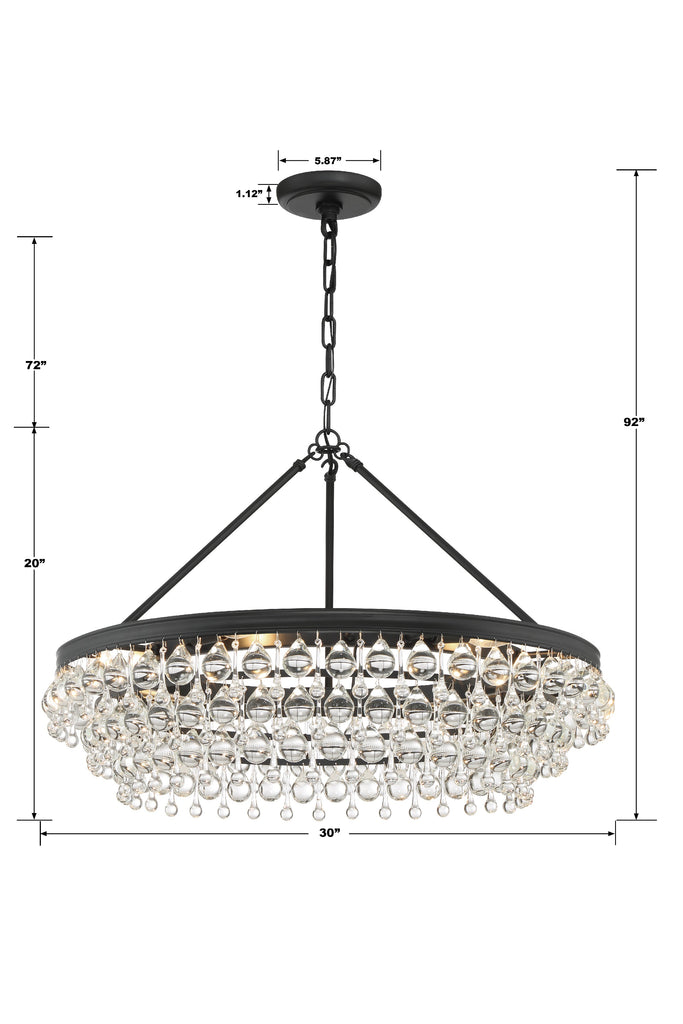 Calypso 6 Light Matte Black Chandelier Chandelier Crystorama