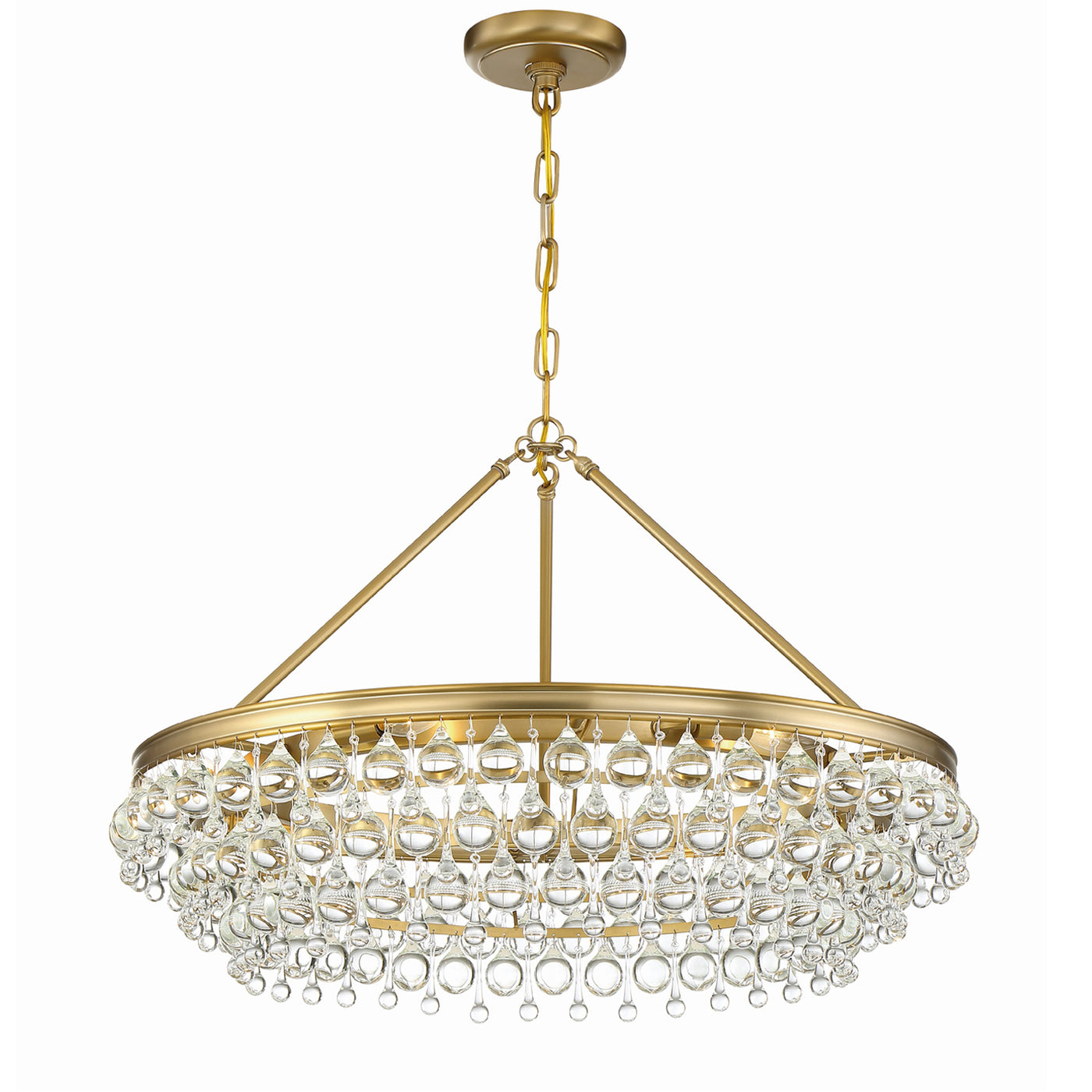 Calypso 6 Light Crystal Teardrop Vibrant Gold Chandelier Chandelier Crystorama