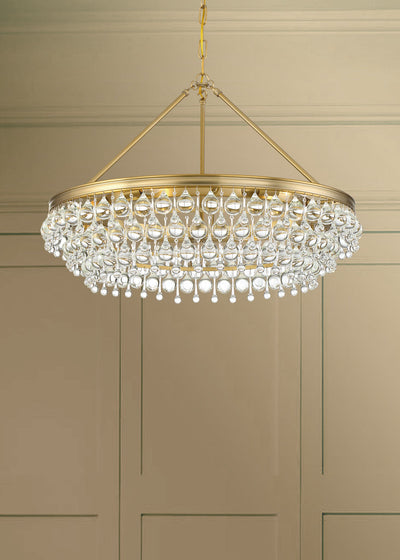 Calypso 6 Light Crystal Teardrop Vibrant Gold Chandelier Chandelier Crystorama