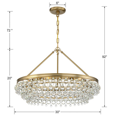 Calypso 6 Light Crystal Teardrop Vibrant Gold Chandelier Chandelier Crystorama