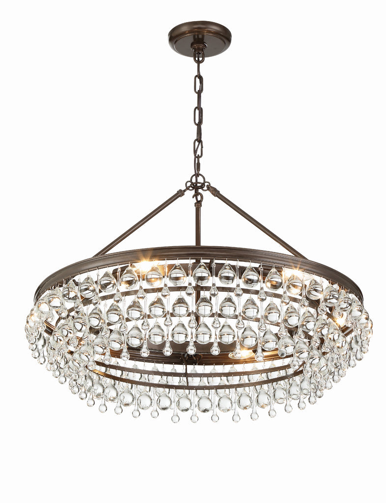 Calypso 6 Light Crystal Teardrop Vibrant Bronze Chandelier Chandelier Crystorama