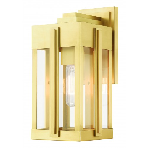 1 Light Natural Brass Outdoor Wall Lantern Exterior Livex