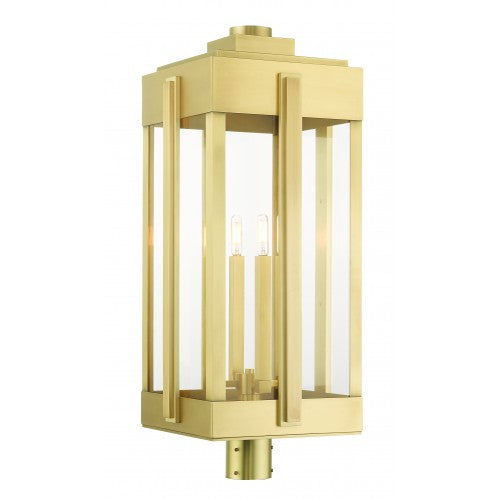 4 Light Natural Brass Outdoor Post Top Lantern Post Livex