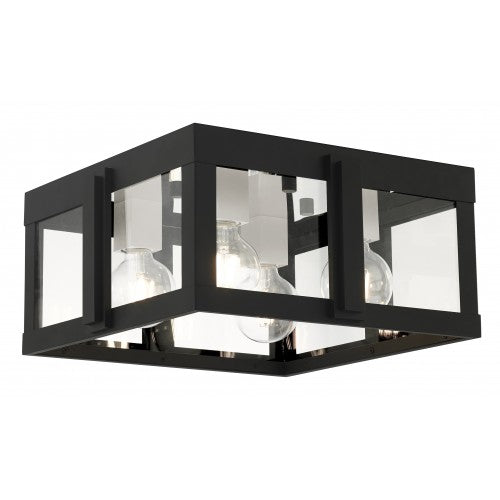 4 Light Black Outdoor Flush Mount Exterior Livex