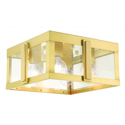 4 Light Natural Brass Outdoor Flush Mount Exterior Livex