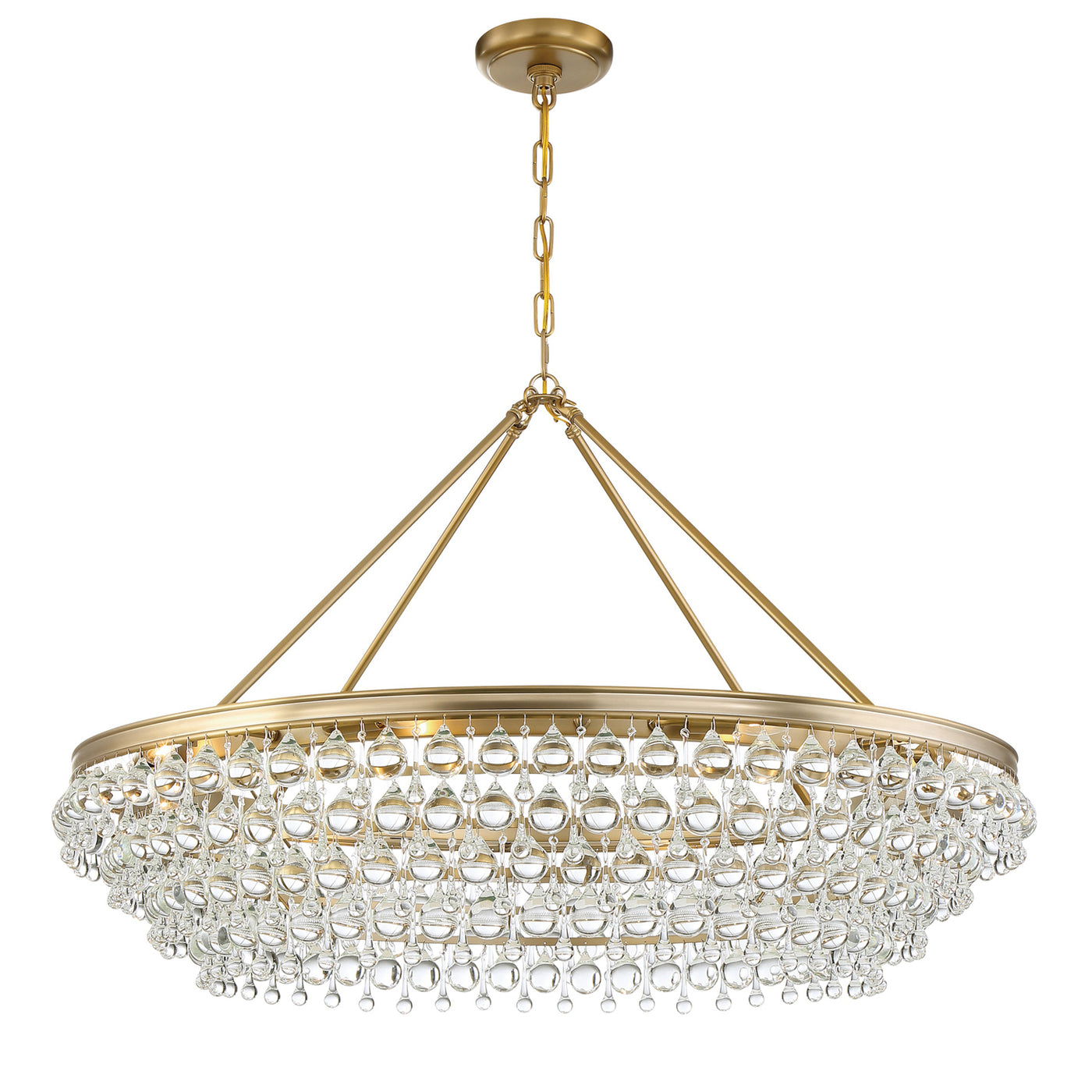 Calypso 8 Light Crystal Teardrop Vibrant Gold Chandelier Chandelier Crystorama