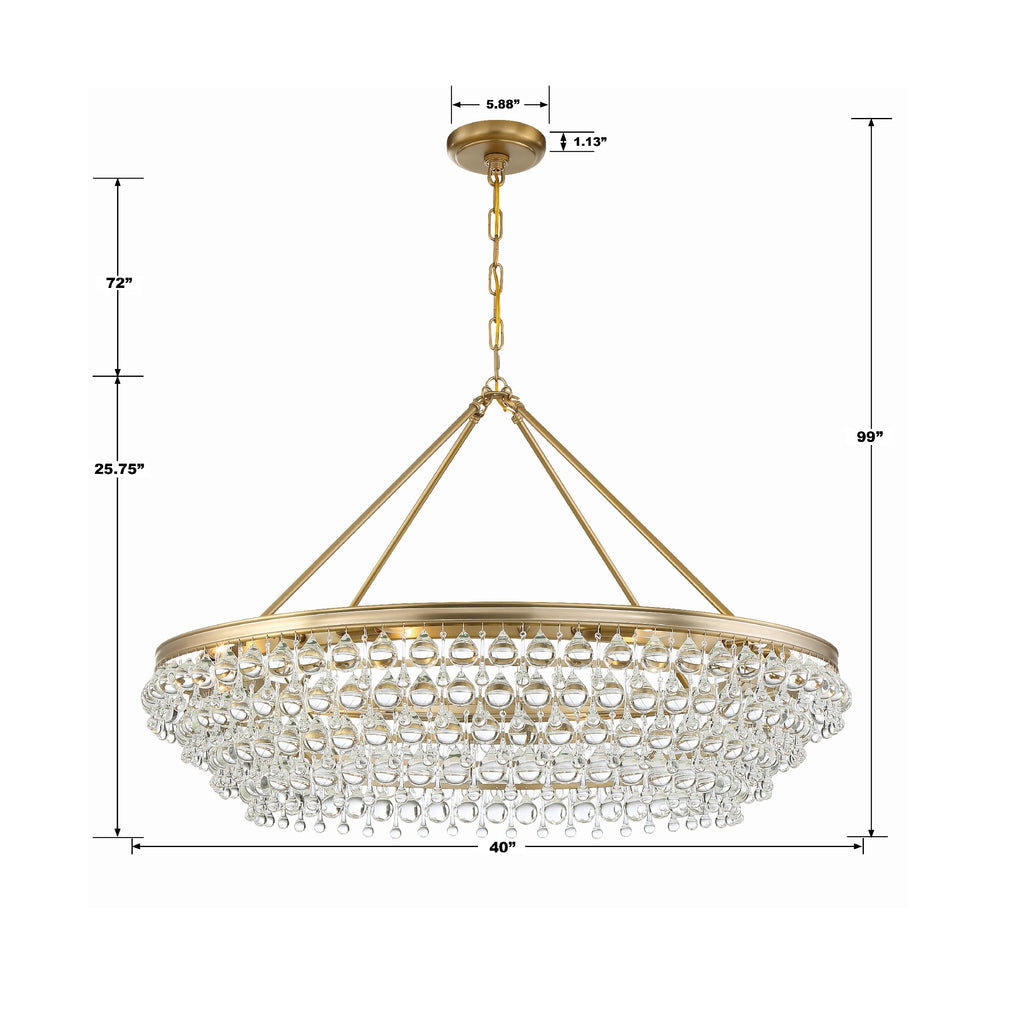 Calypso 8 Light Crystal Teardrop Vibrant Gold Chandelier Chandelier Crystorama