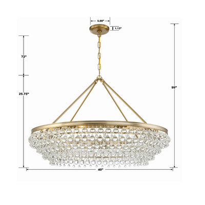 Calypso 8 Light Crystal Teardrop Vibrant Gold Chandelier Chandelier Crystorama