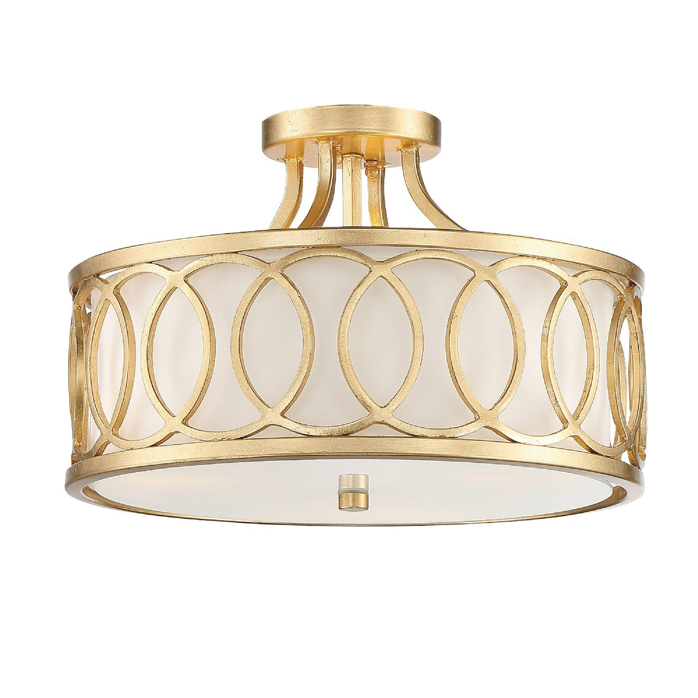 Libby Langdon Graham 3 Light Antique Gold Semi Flush Mount Semi Flush Crystorama