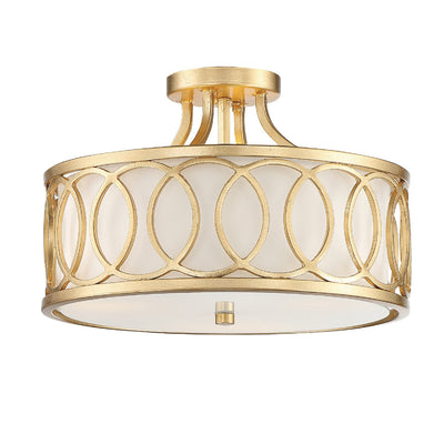 Libby Langdon Graham 3 Light Antique Gold Semi Flush Mount Semi Flush Crystorama