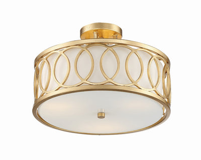 Libby Langdon Graham 3 Light Antique Gold Semi Flush Mount Semi Flush Crystorama