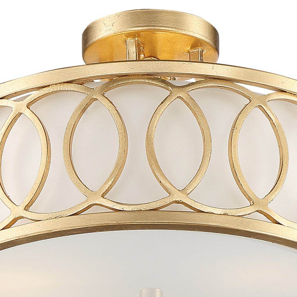 Libby Langdon Graham 3 Light Antique Gold Semi Flush Mount Semi Flush Crystorama