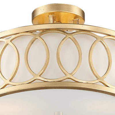 Libby Langdon Graham 3 Light Antique Gold Semi Flush Mount Semi Flush Crystorama