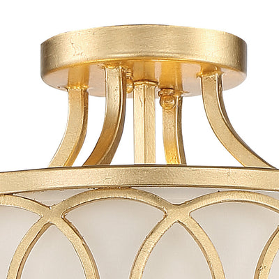 Libby Langdon Graham 3 Light Antique Gold Semi Flush Mount Semi Flush Crystorama
