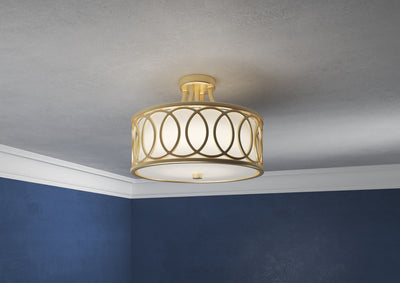 Libby Langdon Graham 3 Light Antique Gold Semi Flush Mount Semi Flush Crystorama