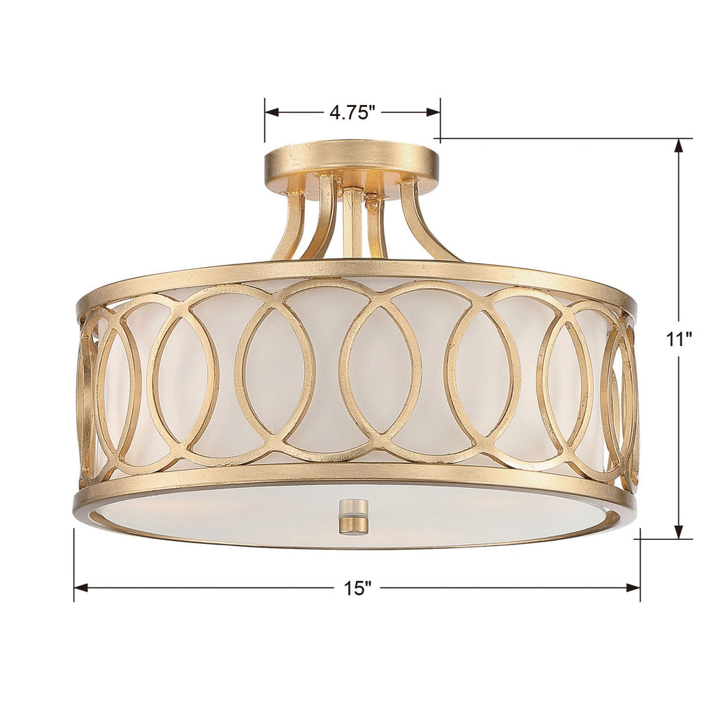 Libby Langdon Graham 3 Light Antique Gold Semi Flush Mount Semi Flush Crystorama