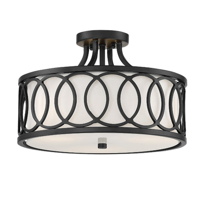 Libby Langdon Graham 3 Light Matte Black Semi Flush Mount Semi Flush Crystorama