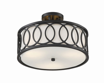 Libby Langdon Graham 3 Light Matte Black Semi Flush Mount Semi Flush Crystorama