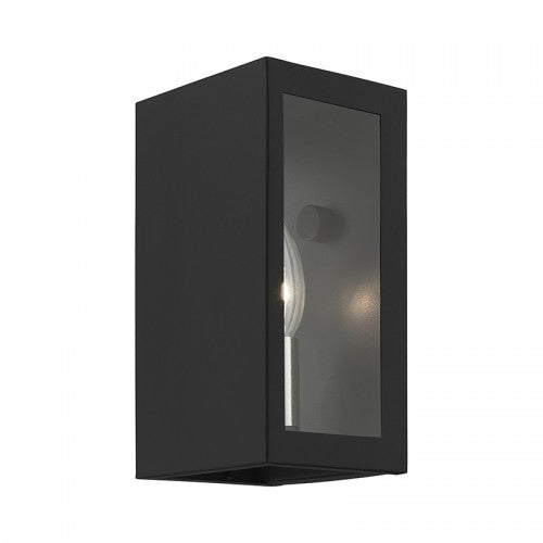1 Light Textured Black with Brushed Nickel Candles Outdoor ADA Small Sconce Exterior Livex