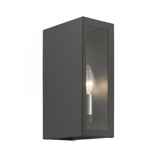 2 Light Textured Black with Brushed Nickel Candles Outdoor ADA Medium Sconce Exterior Livex