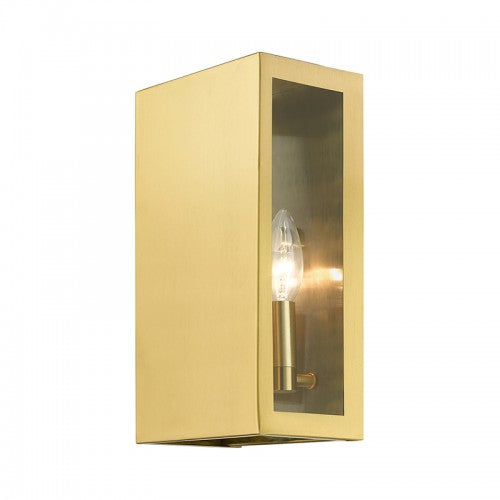 2 Light Satin Gold Outdoor ADA Medium Sconce Exterior Livex