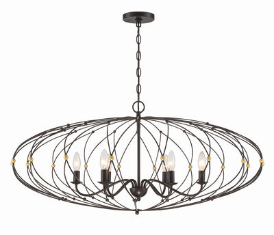 Zucca 6 Light English Bronze + Antique Gold Chandelier Chandelier Crystorama