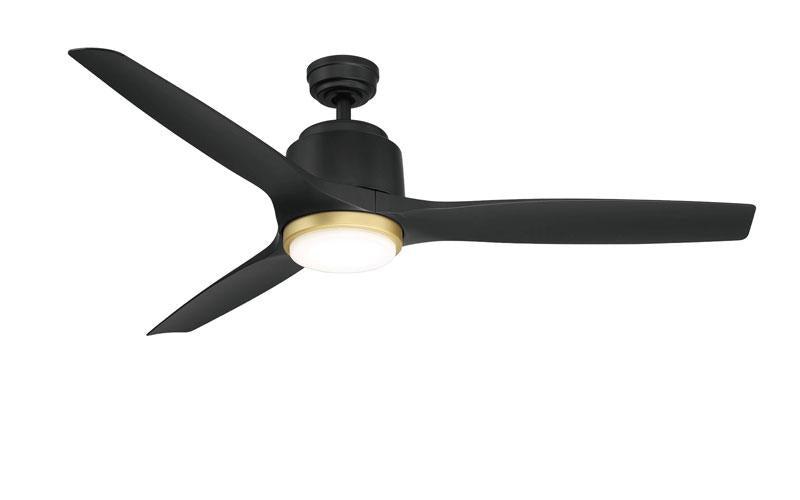 Sora Outdoor 56 Inch Matte Black and Gold Ceiling Fan Ceiling Fan Wind River