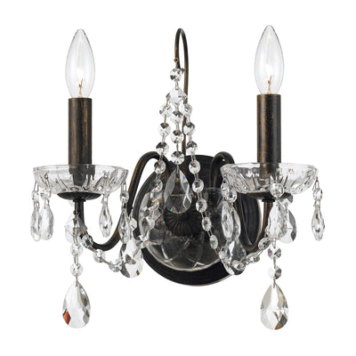 Butler 2 Light Hand Cut Crystal English Bronze Sconce Wall Sconce Crystorama