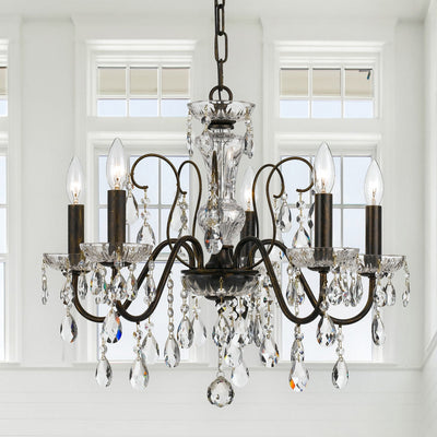 Butler 5 Light Hand Cut Crystal English Bronze Chandelier Chandelier Crystorama