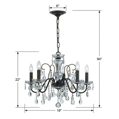 Butler 5 Light Hand Cut Crystal English Bronze Chandelier Chandelier Crystorama