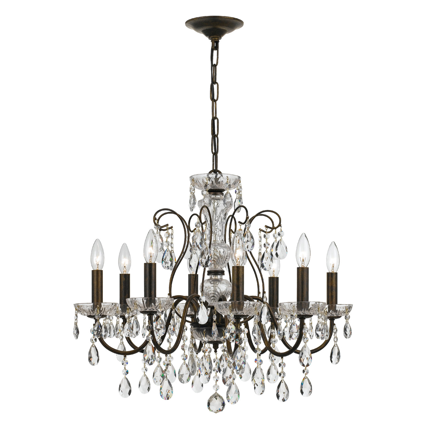 Butler 8 Light Hand Cut Crystal English Bronze Chandelier Chandelier Crystorama