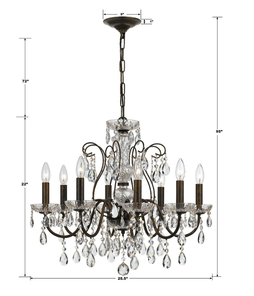 Butler 8 Light Hand Cut Crystal English Bronze Chandelier Chandelier Crystorama