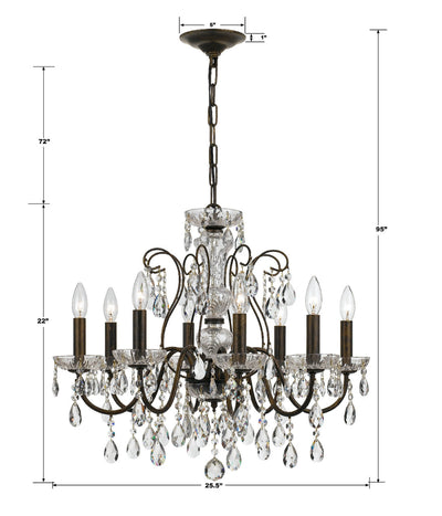 Butler 8 Light Hand Cut Crystal English Bronze Chandelier Chandelier Crystorama